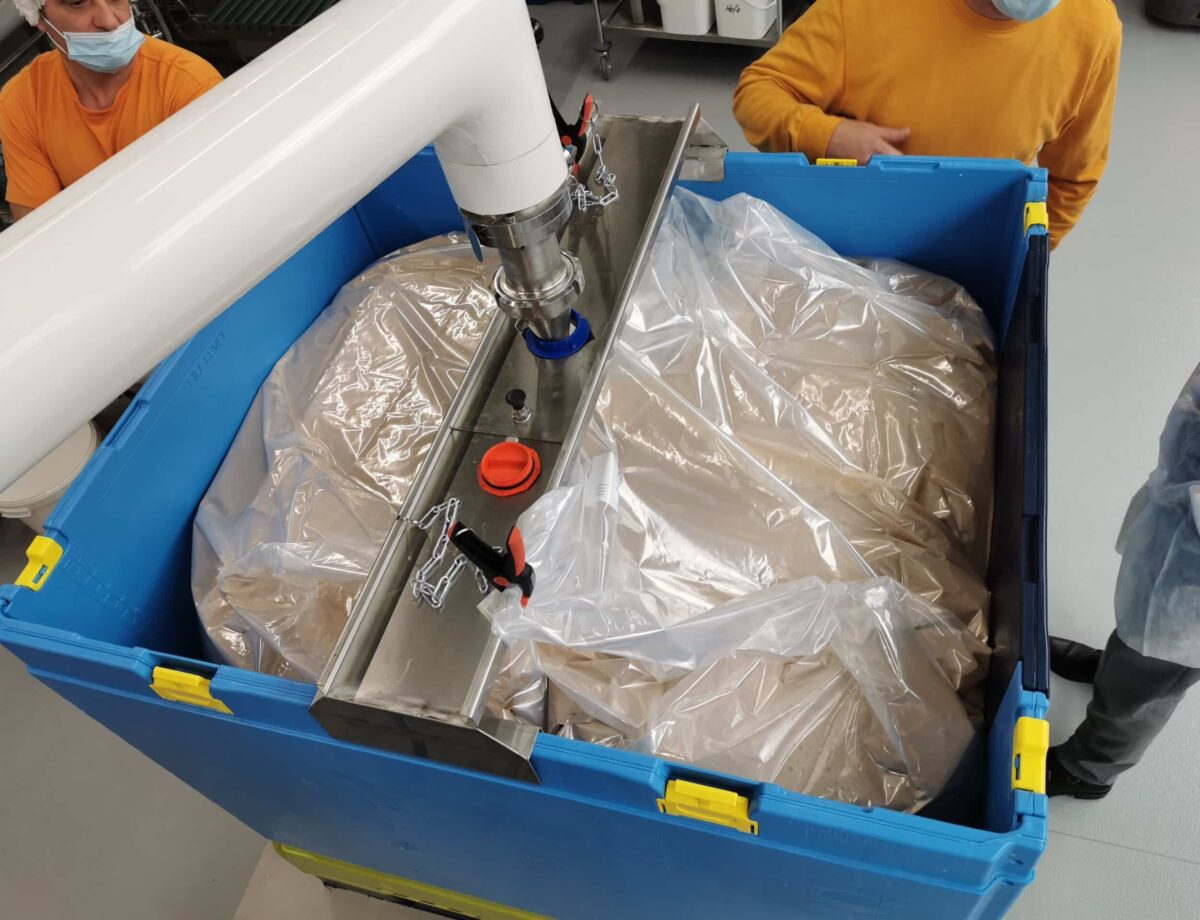 Bulk bin being filled