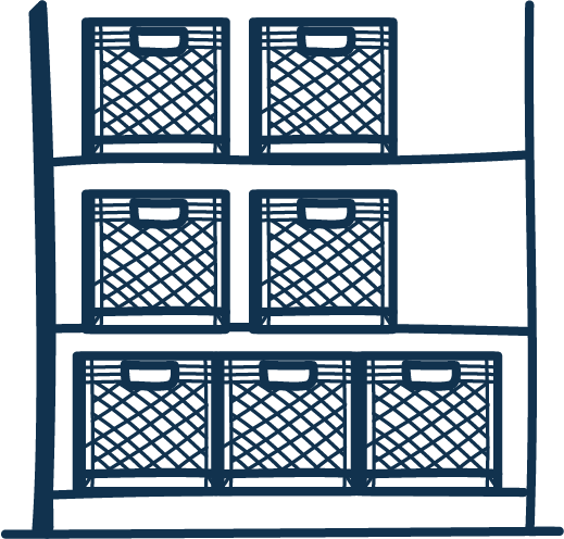 Stacks of reusable crates