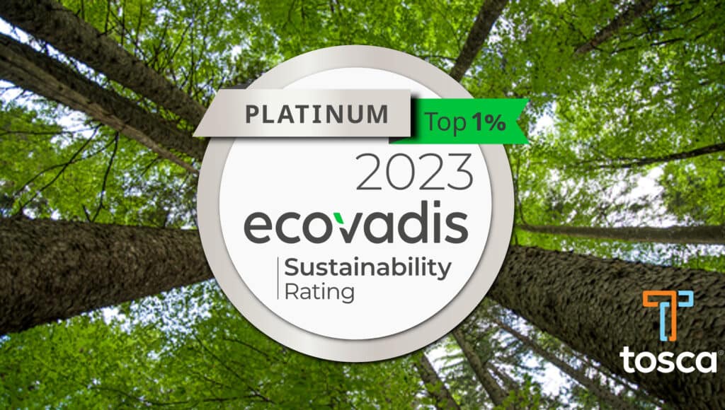 Tosca EcoVadis Platinum Medal Award 2023